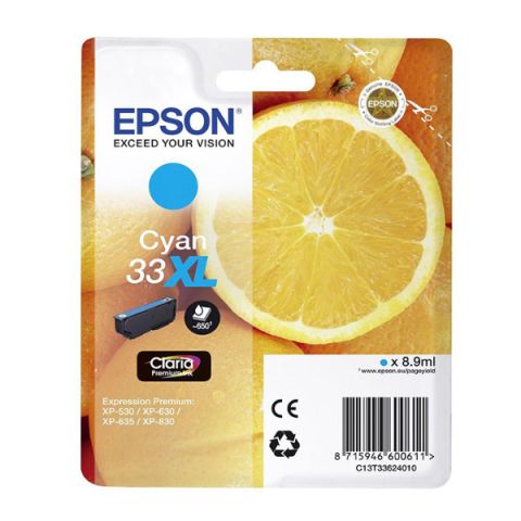 Epson C13T33624012 Cyan Inkjet Cartridge  T3362XL