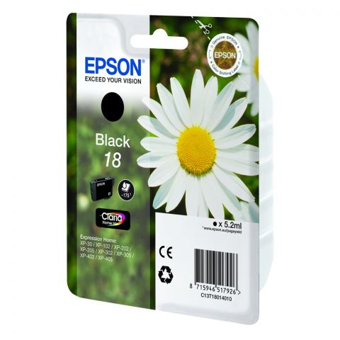 Epson Μελάνι Inkjet No.18 Black (C13T18014012) (EPST180140)