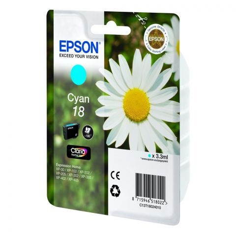 Epson Μελάνι Inkjet No.18 Cyan (C13T18024012) (EPST180240)