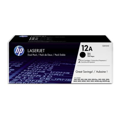 HP LaserJet 1010/3015 Print Crtr Black Toner Dual Pack (Q2612AD) (HPQ2612AD)