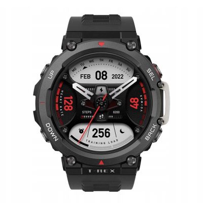 Amazfit T-Rex 2 Aluminium 47mm Αδιάβροχο Smartwatch με Παλμογράφο (Ember Black)